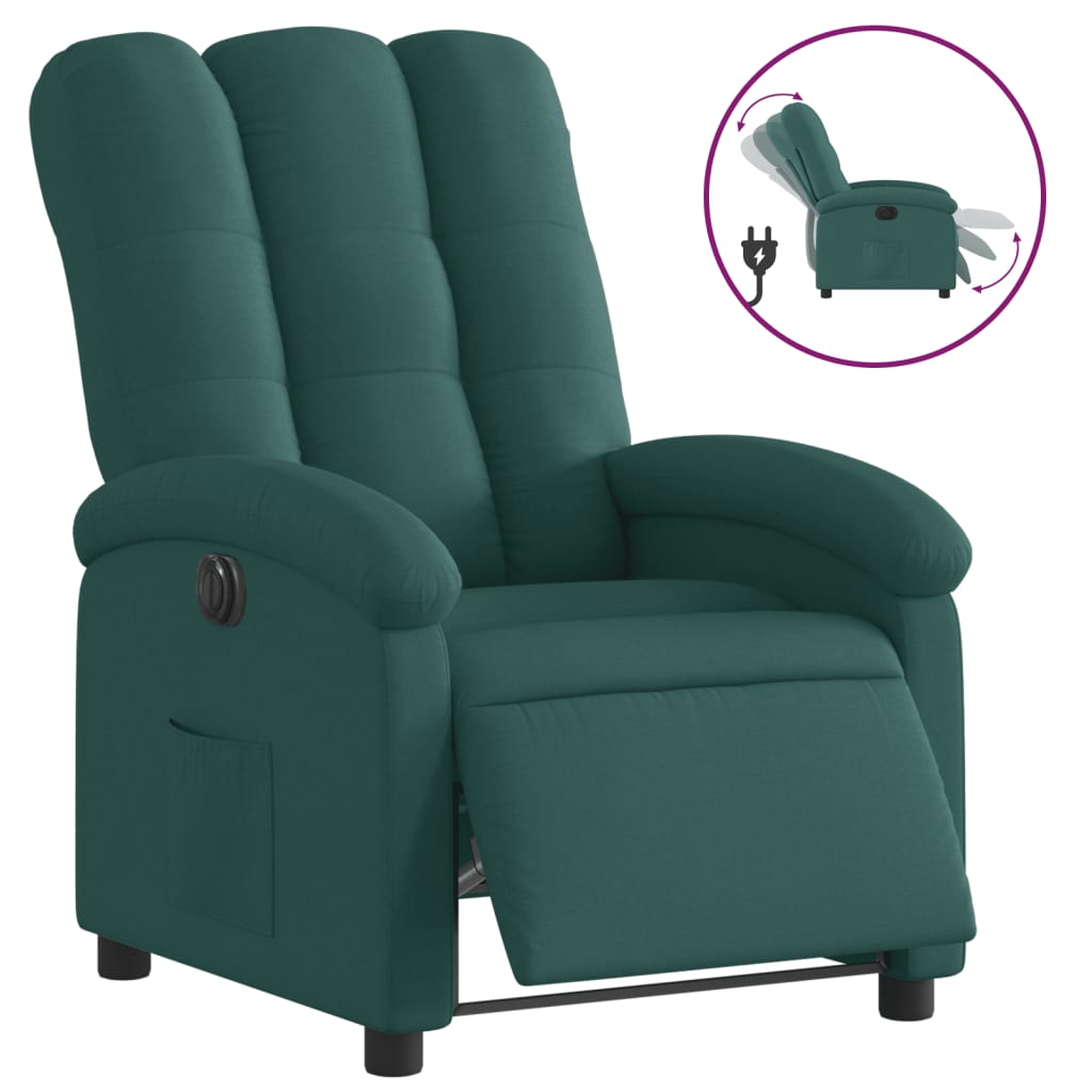 Fauteuil inclinable électrique Vert foncé Tissu - XIOS