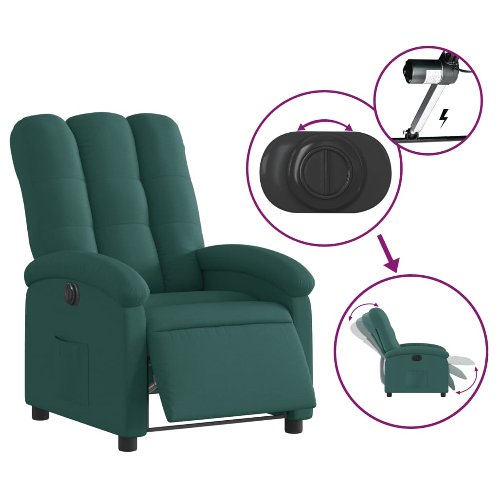 Fauteuil inclinable électrique Vert foncé Tissu - XIOS