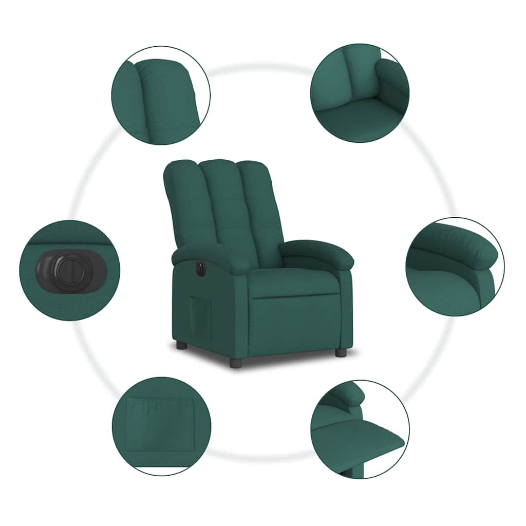 Fauteuil inclinable électrique Vert foncé Tissu - XIOS