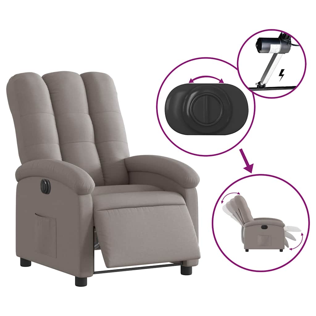 Fauteuil inclinable électrique Taupe Tissu - XIOS