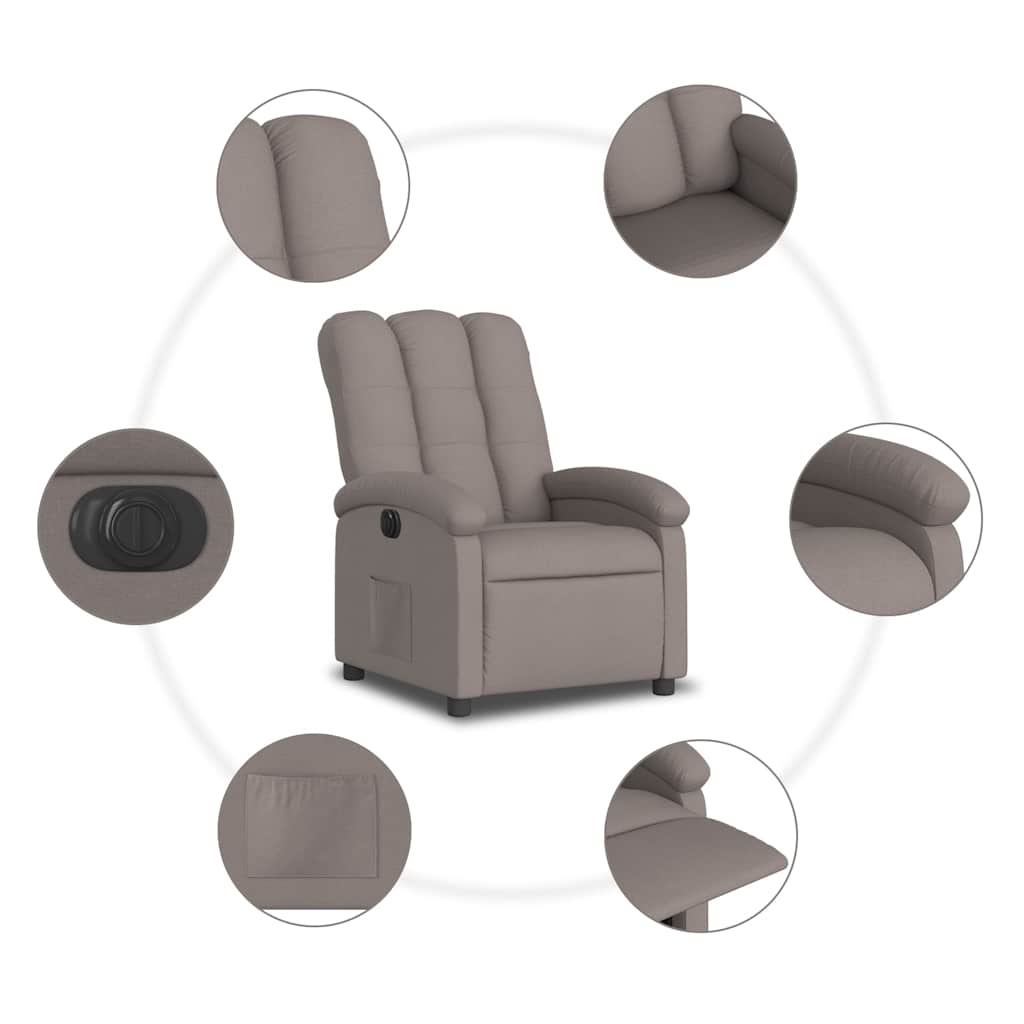 Fauteuil inclinable électrique Taupe Tissu - XIOS
