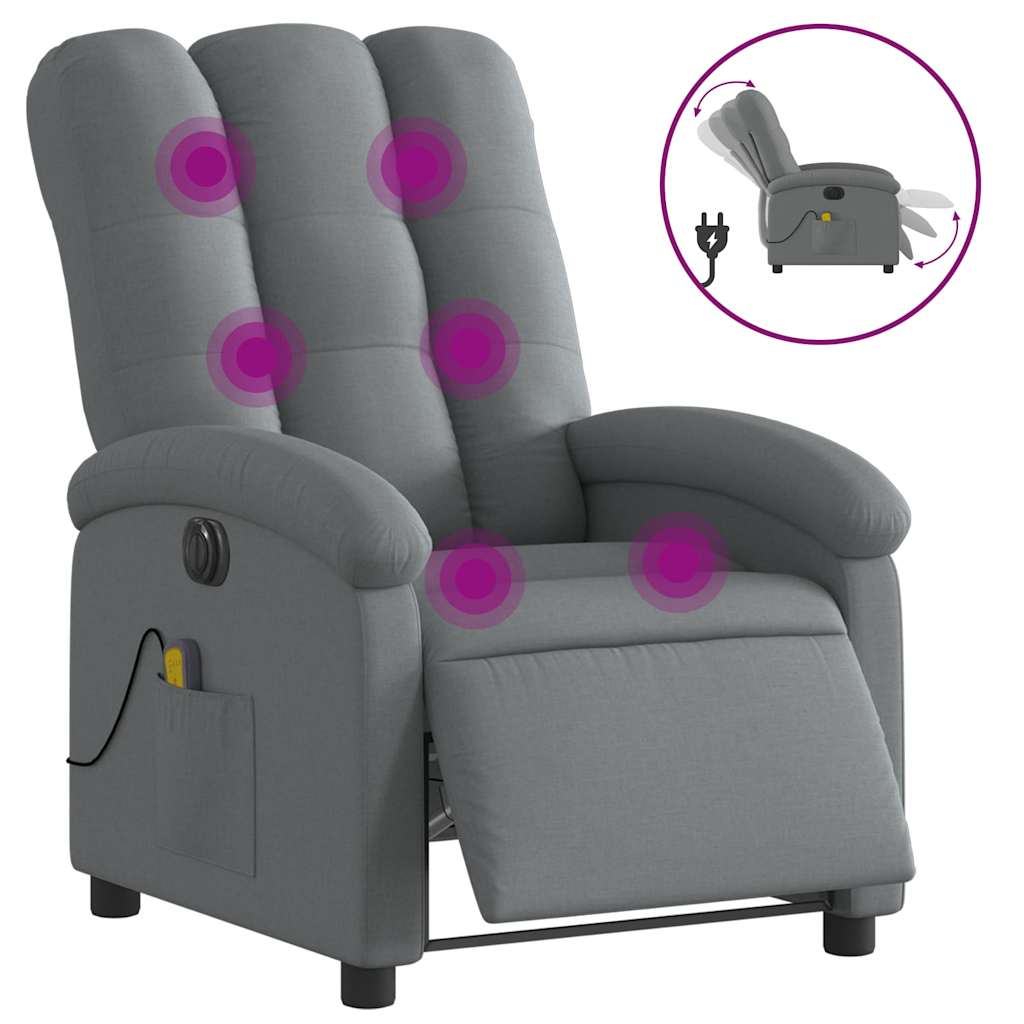 Fauteuil inclinable de massage électrique gris foncé tissu - XIOS