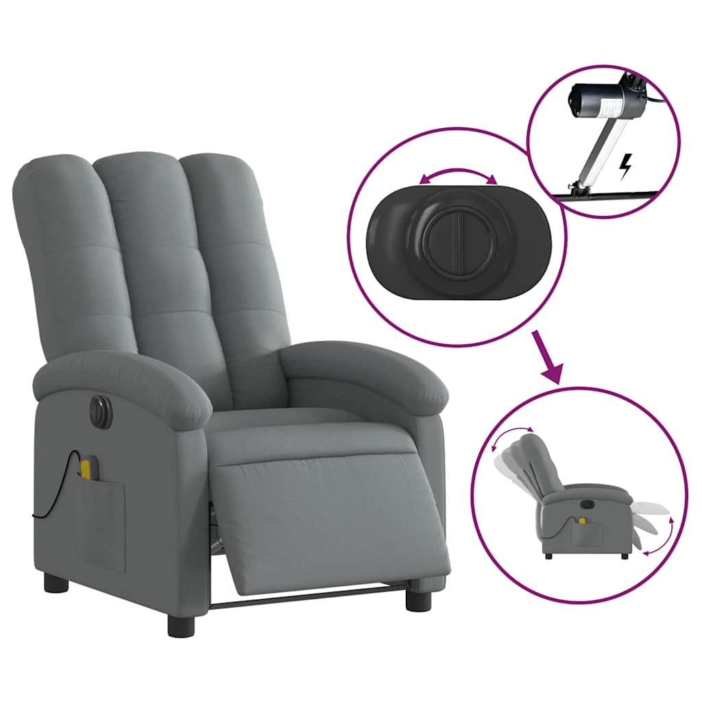 Fauteuil inclinable de massage électrique gris foncé tissu - XIOS