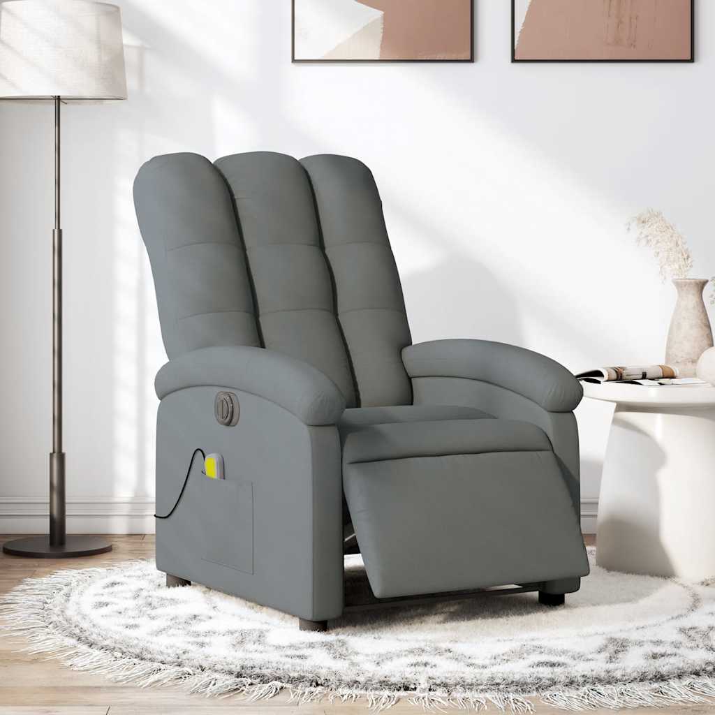 Fauteuil inclinable de massage électrique gris foncé tissu - XIOS