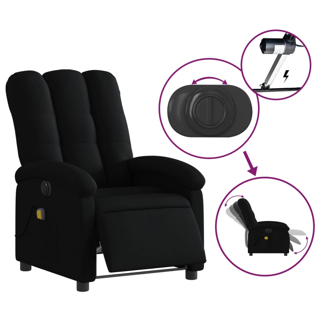 Fauteuil de massage inclinable électrique Noir Tissu - XIOS