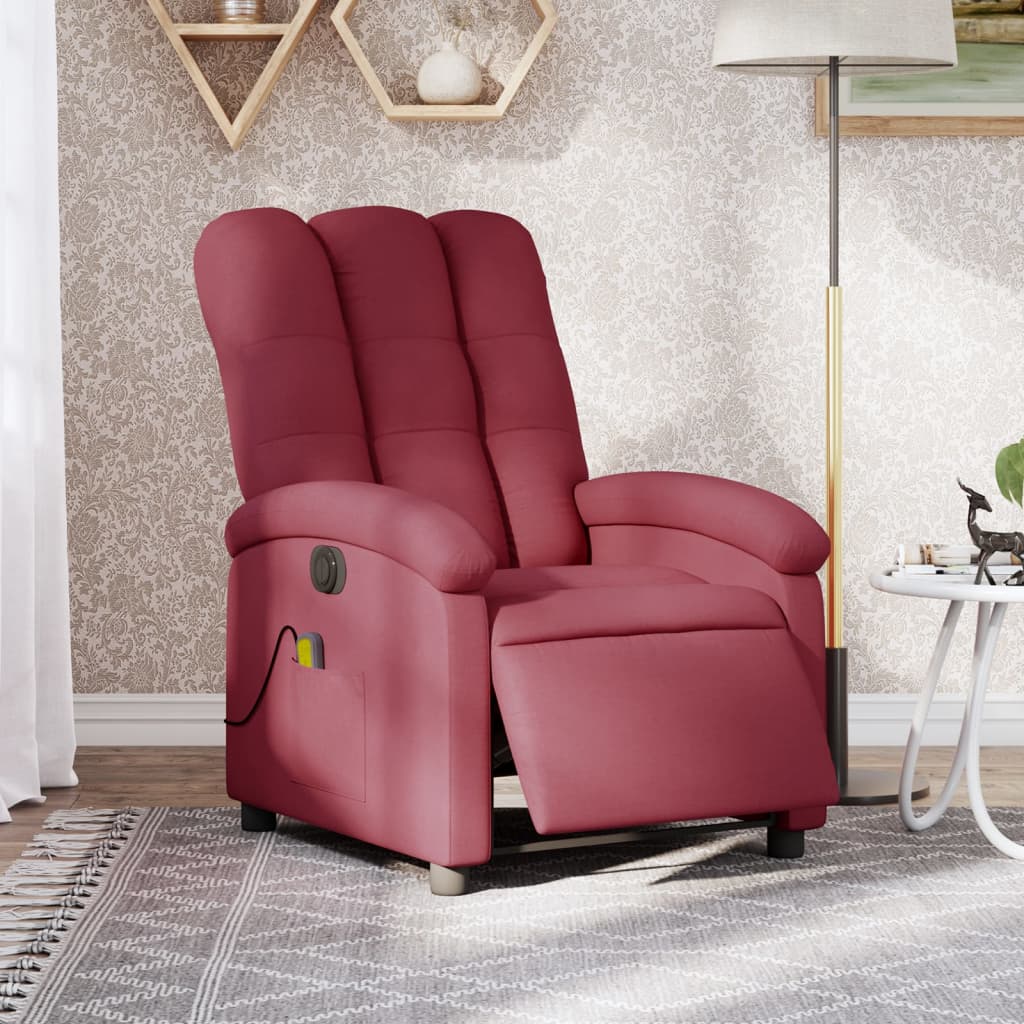 Fauteuil de massage inclinable électrique Rouge bordeaux Tissu Fauteuils vidaXL