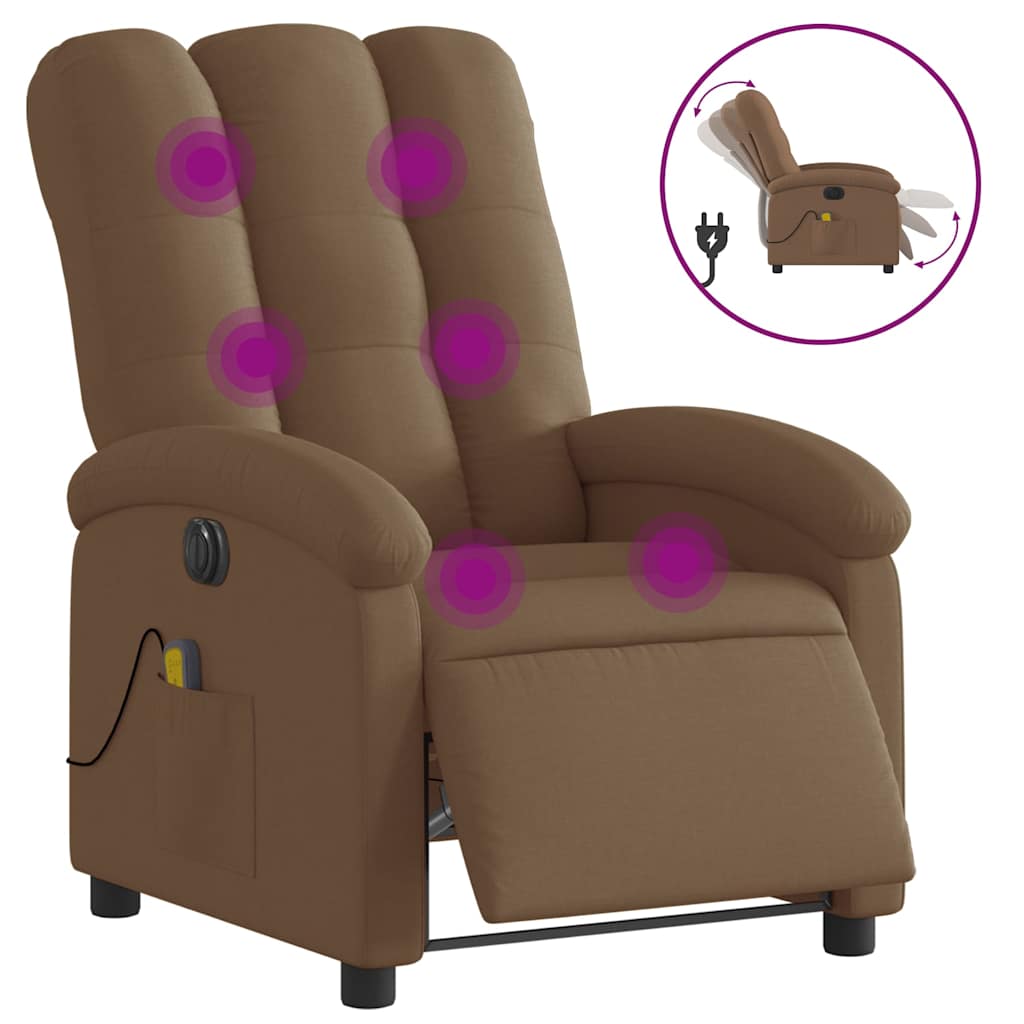 Fauteuil inclinable de massage électrique marron tissu - XIOS