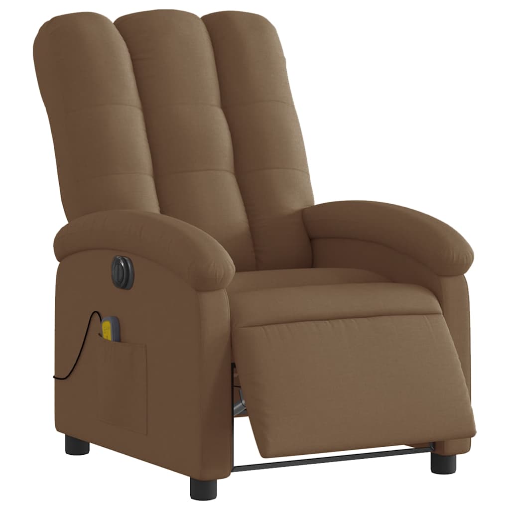 Fauteuil inclinable de massage électrique marron tissu - XIOS