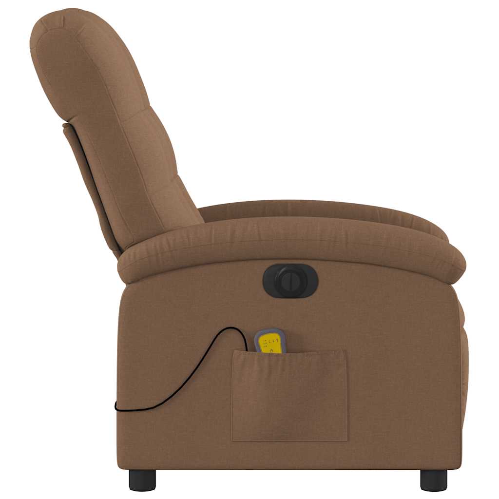 Fauteuil inclinable de massage électrique marron tissu