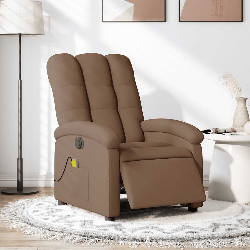 Fauteuil inclinable de massage électrique marron tissu - XIOS