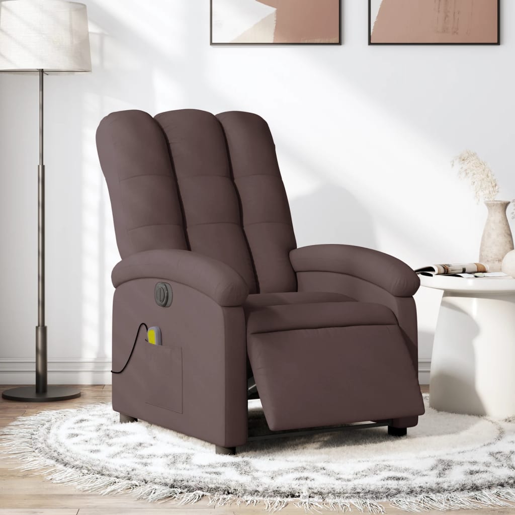 Fauteuil de massage inclinable électrique Marron foncé Tissu - XIOS