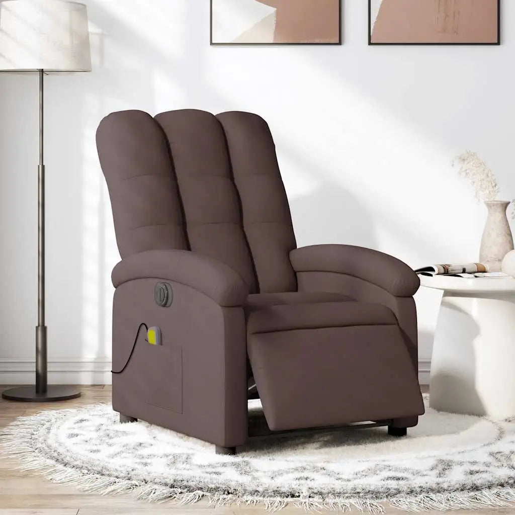Fauteuil de massage inclinable électrique Marron foncé Tissu - XIOS