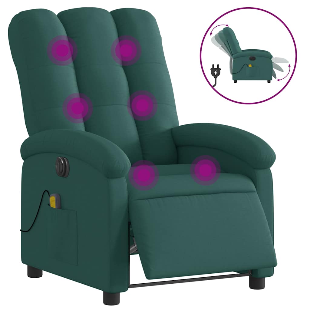Fauteuil de massage inclinable électrique Vert foncé Tissu - XIOS