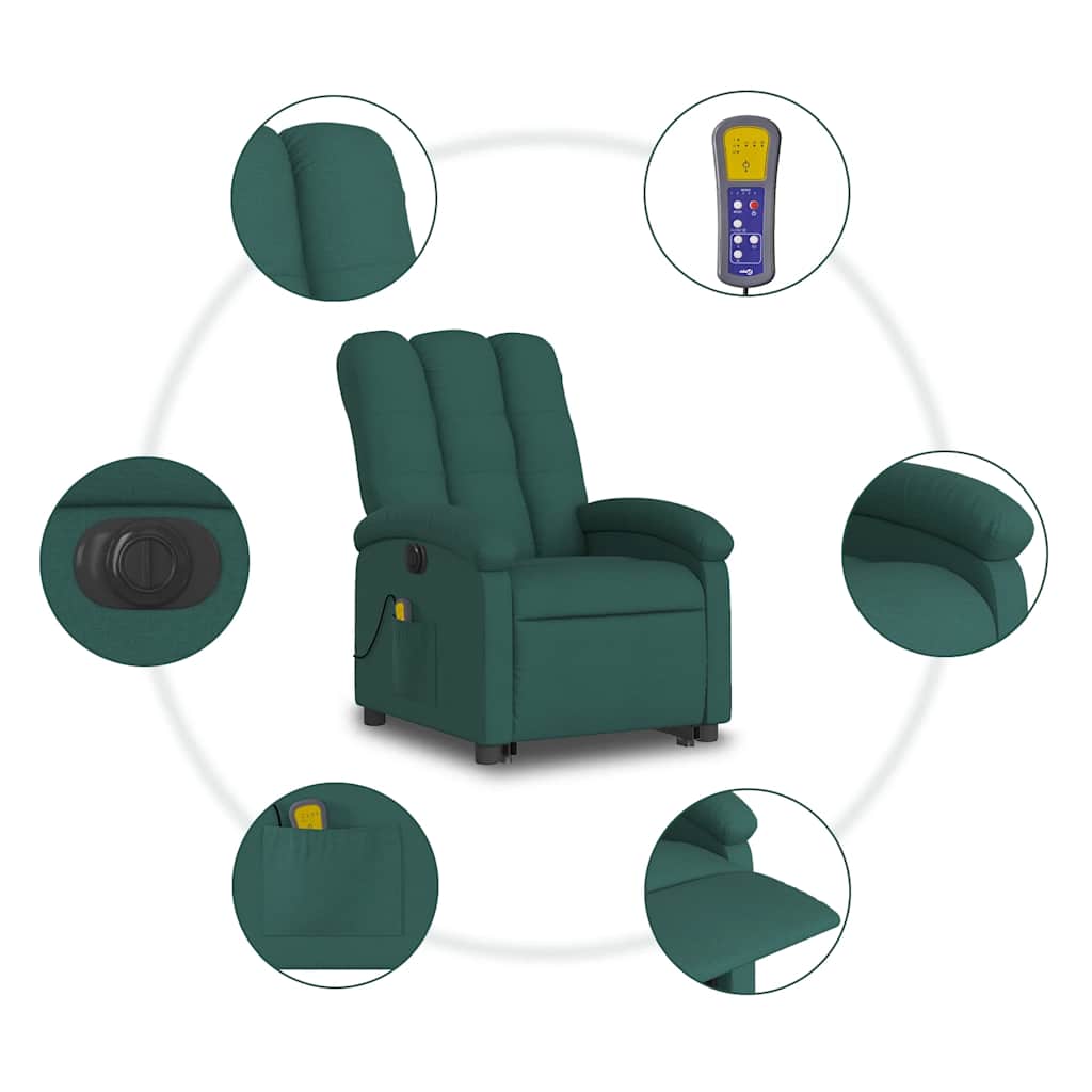 Fauteuil de massage inclinable électrique Vert foncé Tissu - XIOS