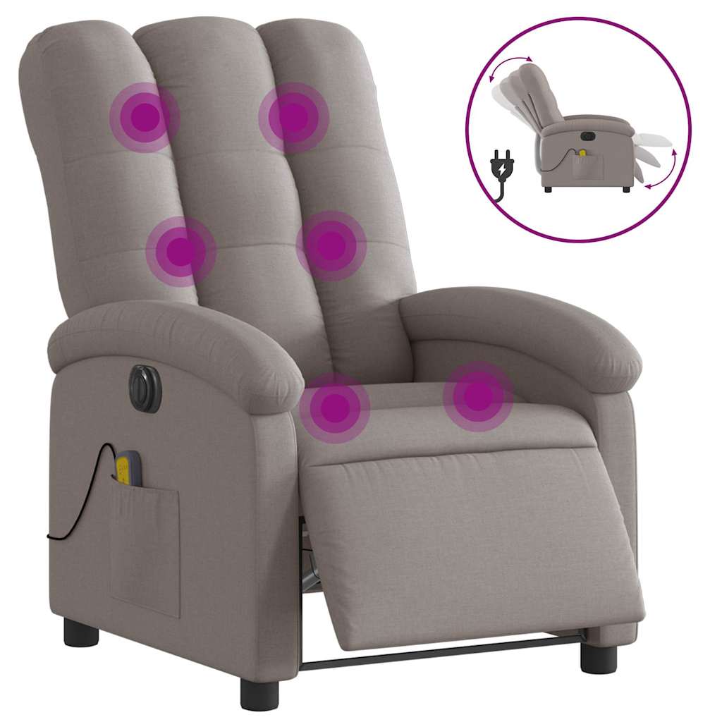 Fauteuil de massage inclinable électrique Taupe Tissu - XIOS