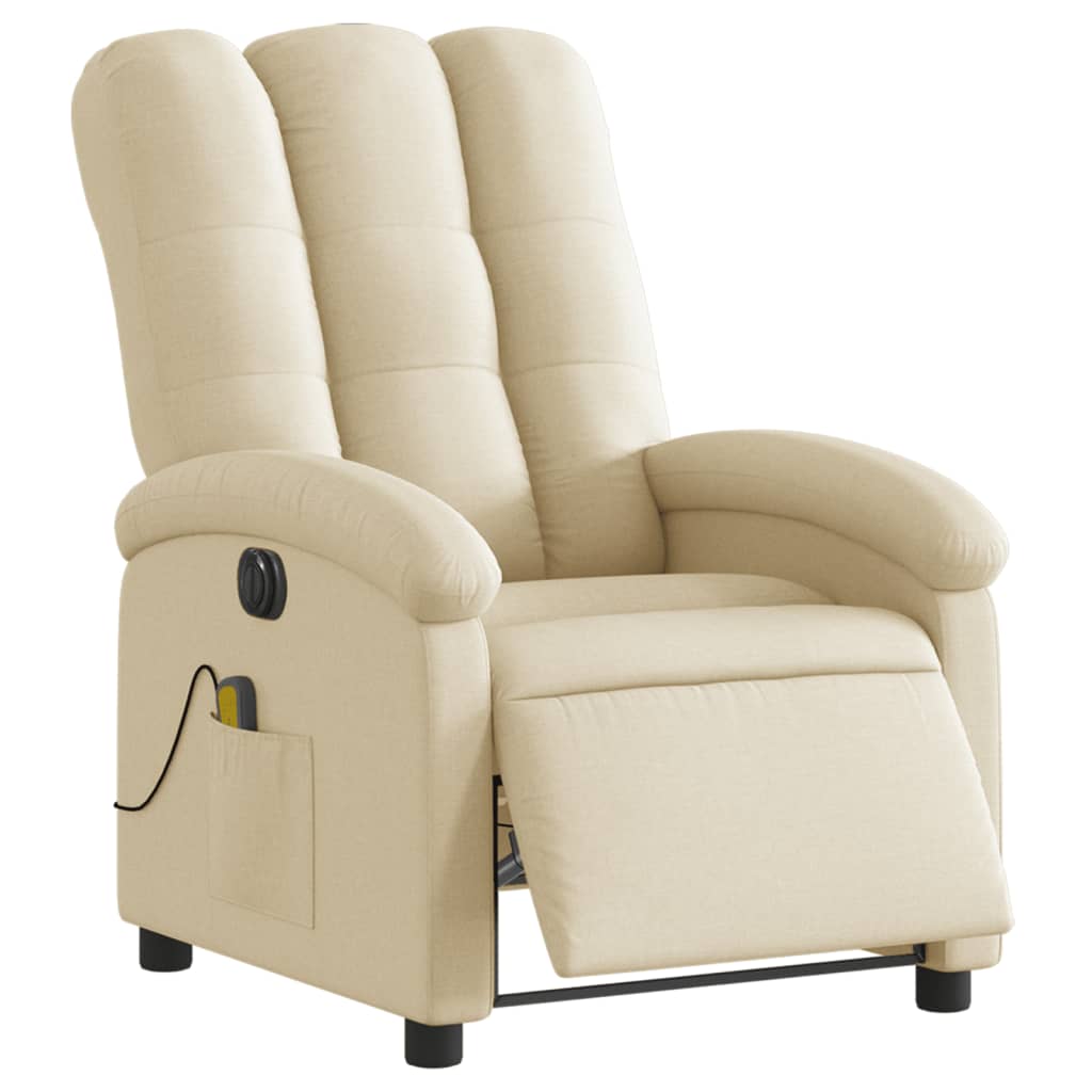 Fauteuil inclinable de massage électrique crème tissu - XIOS