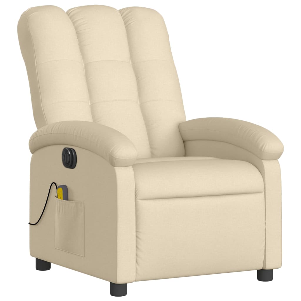 Fauteuil inclinable de massage électrique crème tissu - XIOS