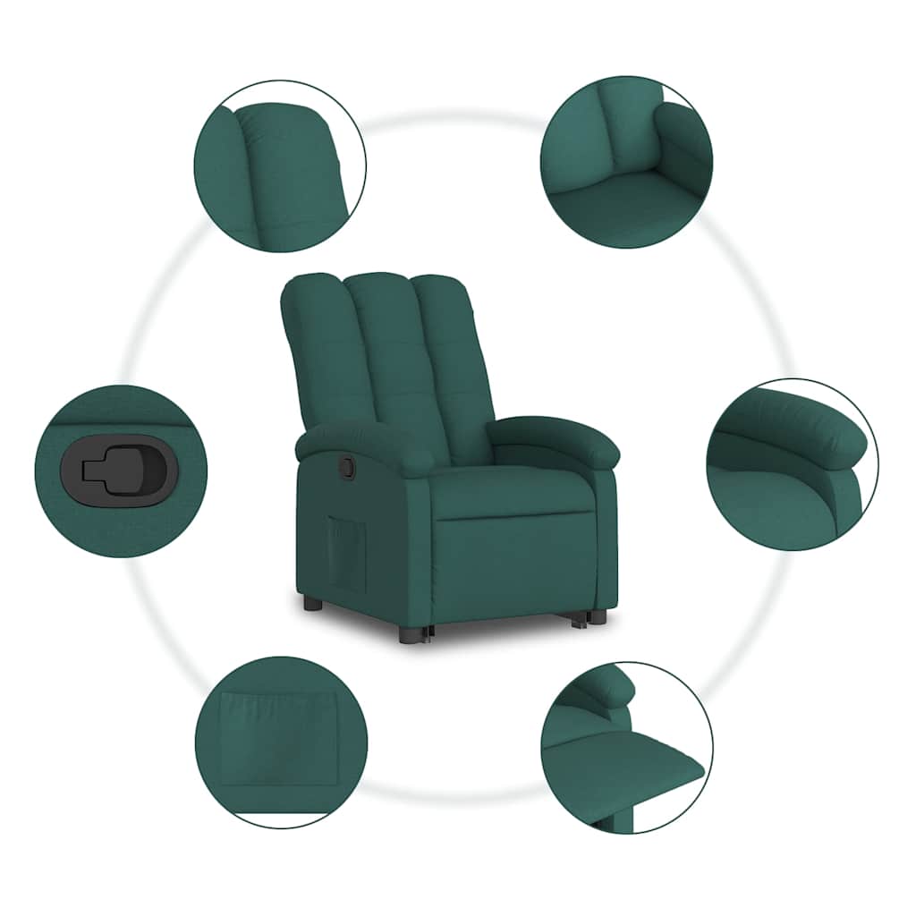 Fauteuil inclinable vert foncé tissu - XIOS