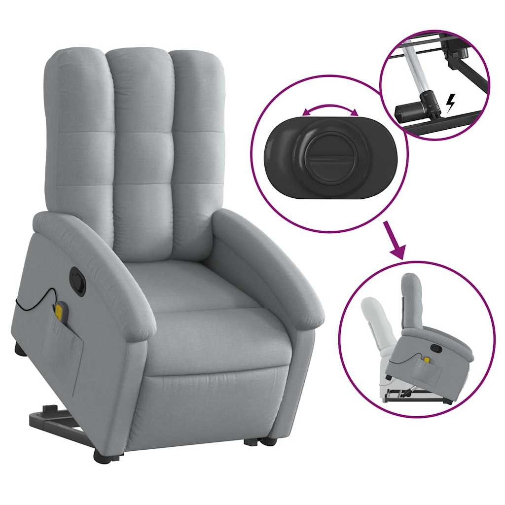 Fauteuil de massage inclinable Gris clair Tissu