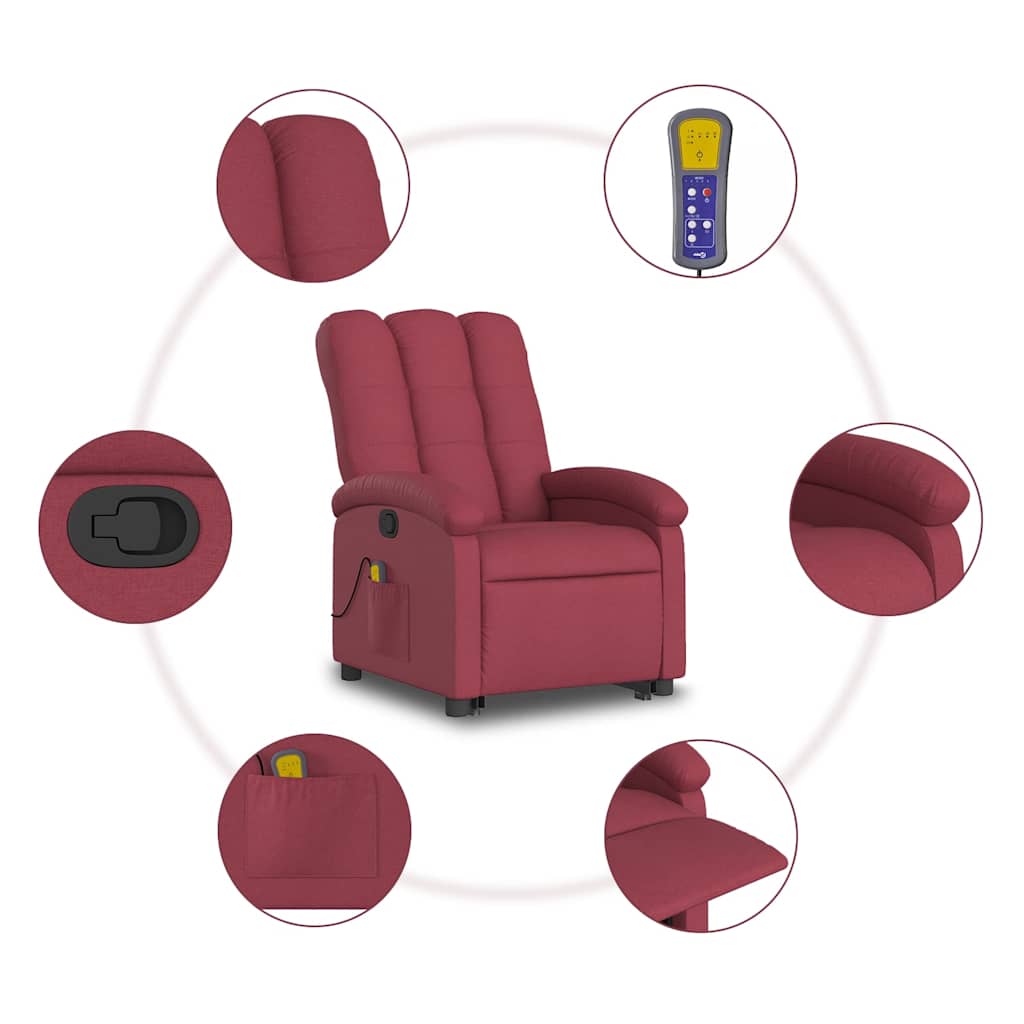 Fauteuil inclinable de massage Rouge bordeaux Tissu - XIOS
