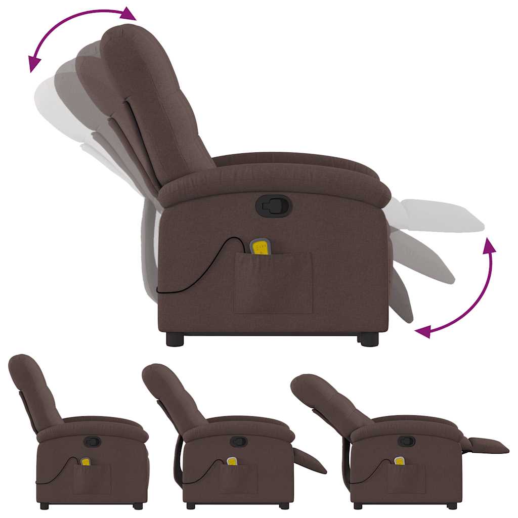 Fauteuil inclinable de massage Marron foncé Tissu - XIOS