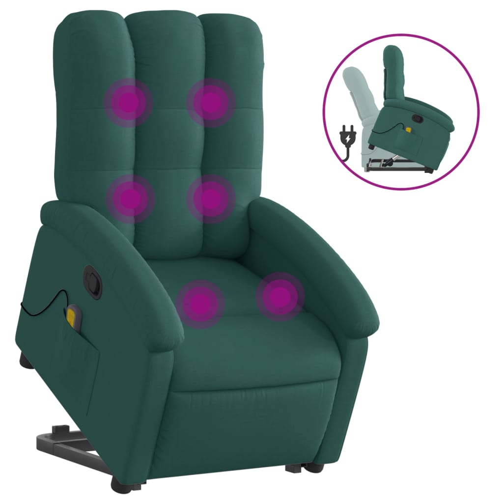 Fauteuil inclinable de massage Vert foncé Tissu - XIOS