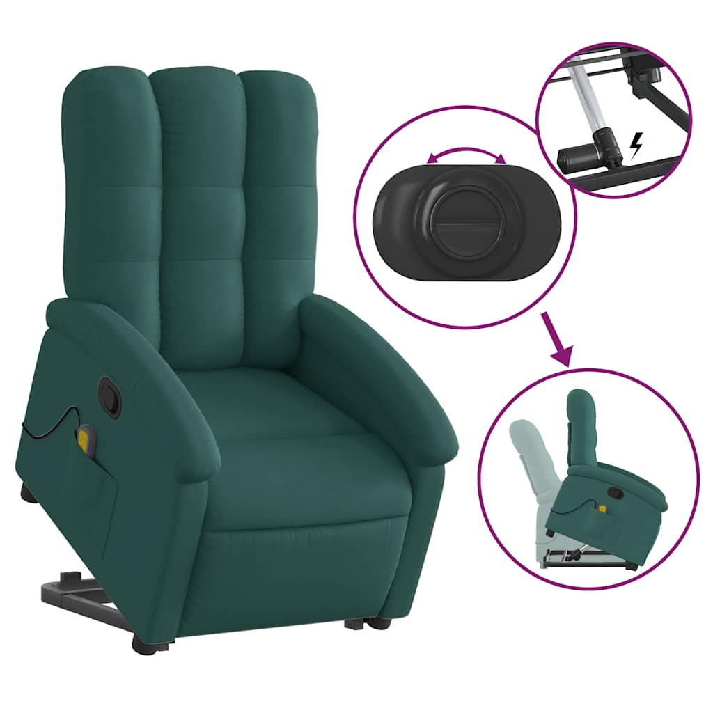 Fauteuil inclinable de massage Vert foncé Tissu - XIOS