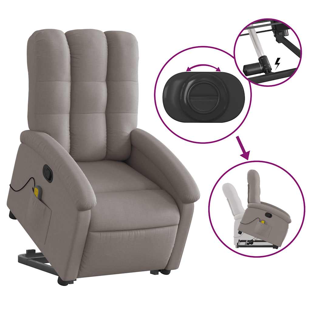 Fauteuil inclinable de massage Taupe Tissu - XIOS