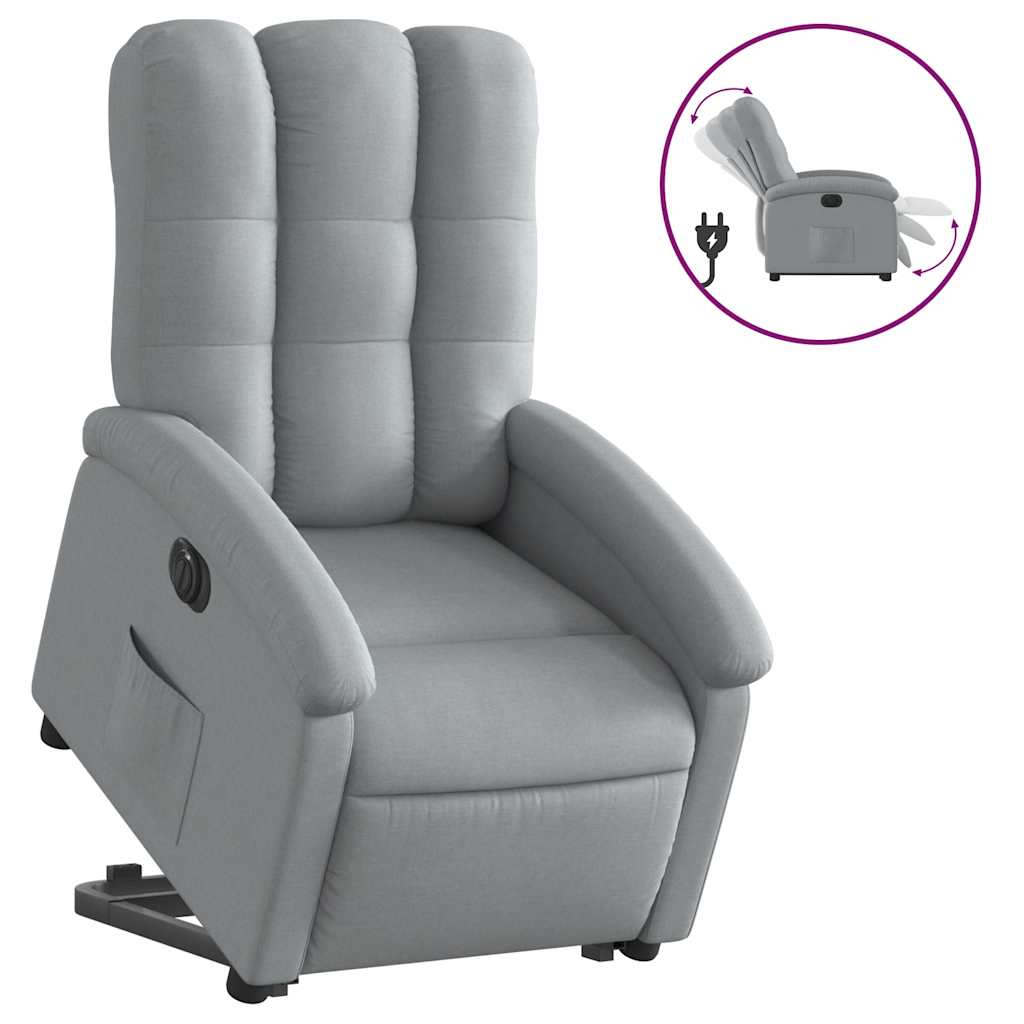 Fauteuil inclinable électrique gris clair tissu - XIOS