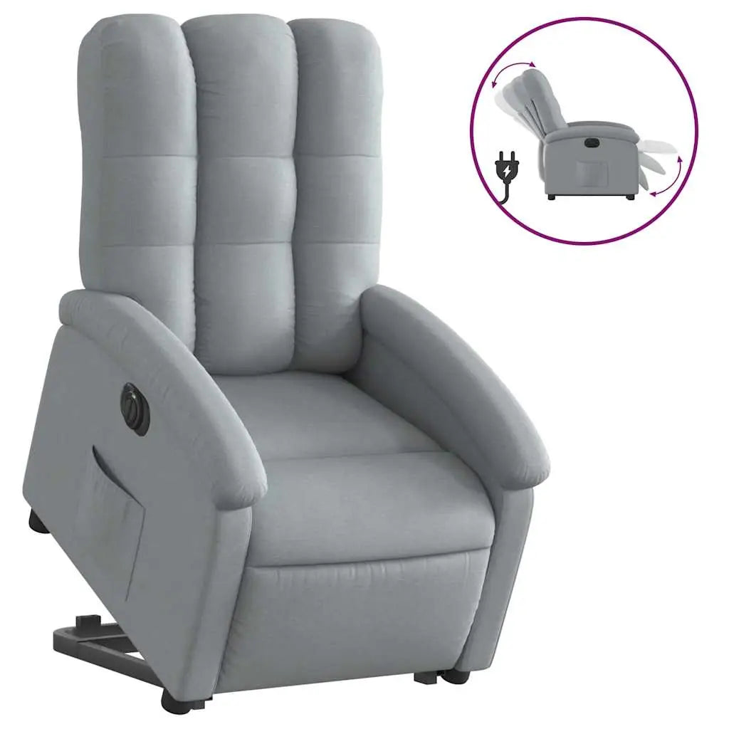 Fauteuil inclinable électrique gris clair tissu - XIOS