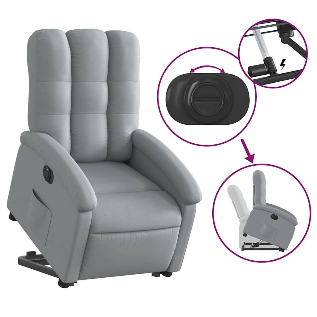 Fauteuil inclinable électrique gris clair tissu - XIOS