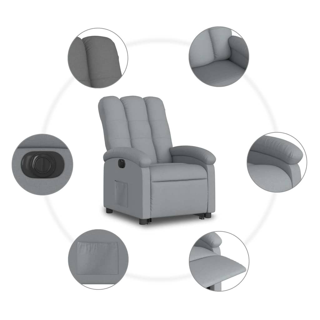 Fauteuil inclinable électrique gris clair tissu - XIOS