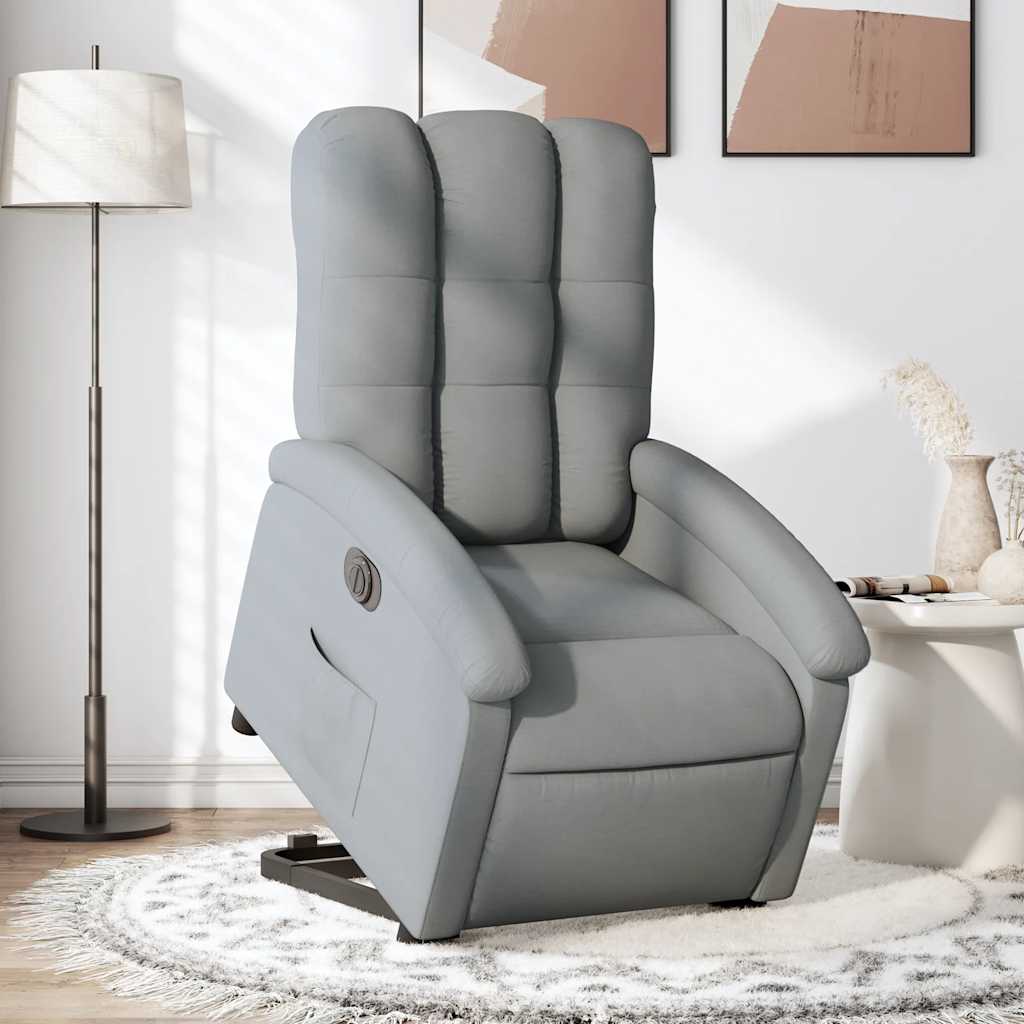Fauteuil inclinable électrique gris clair tissu - XIOS