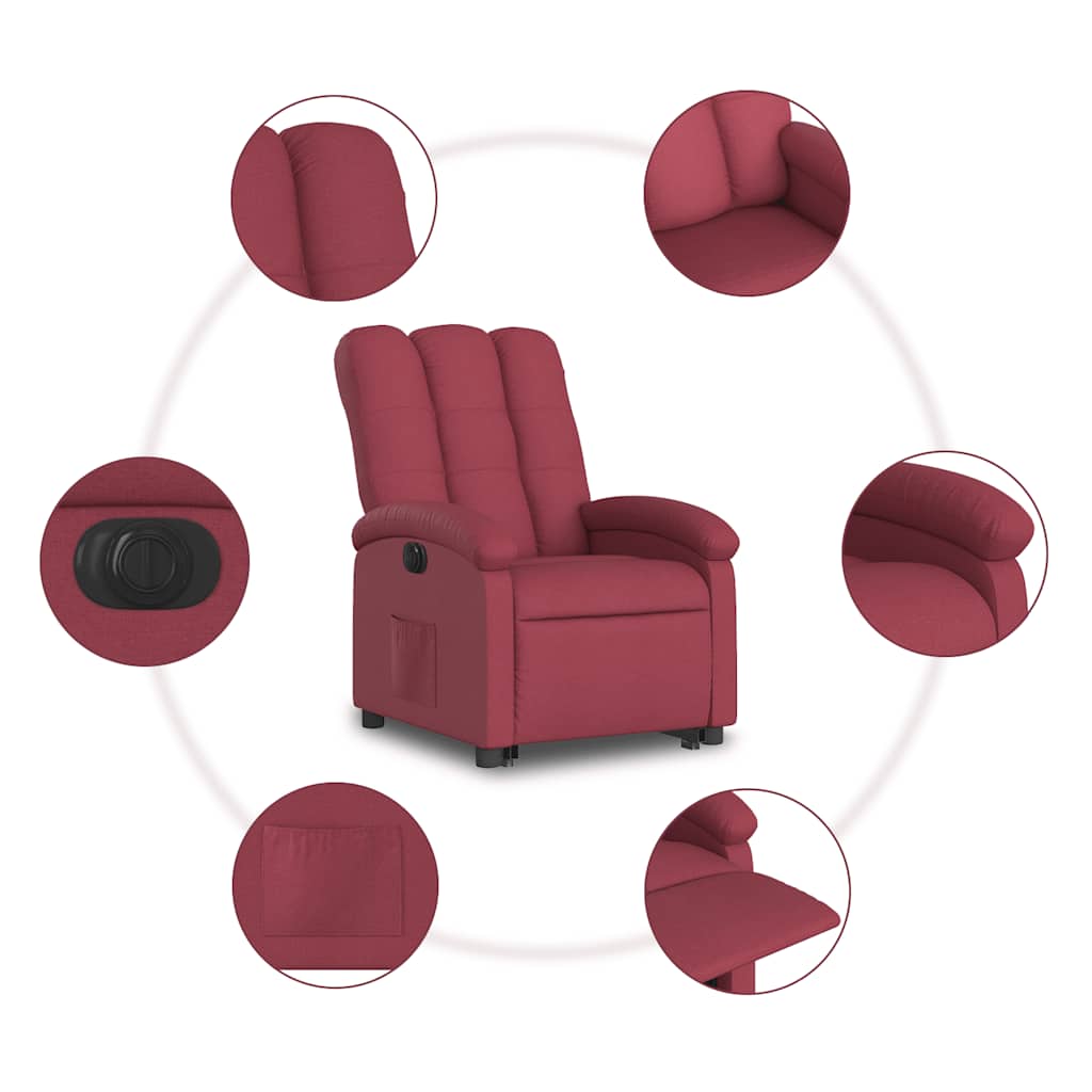 Fauteuil inclinable électrique rouge bordeaux tissu - XIOS