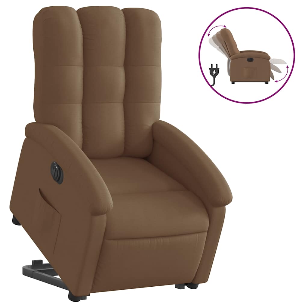 Fauteuil inclinable électrique marron tissu - XIOS