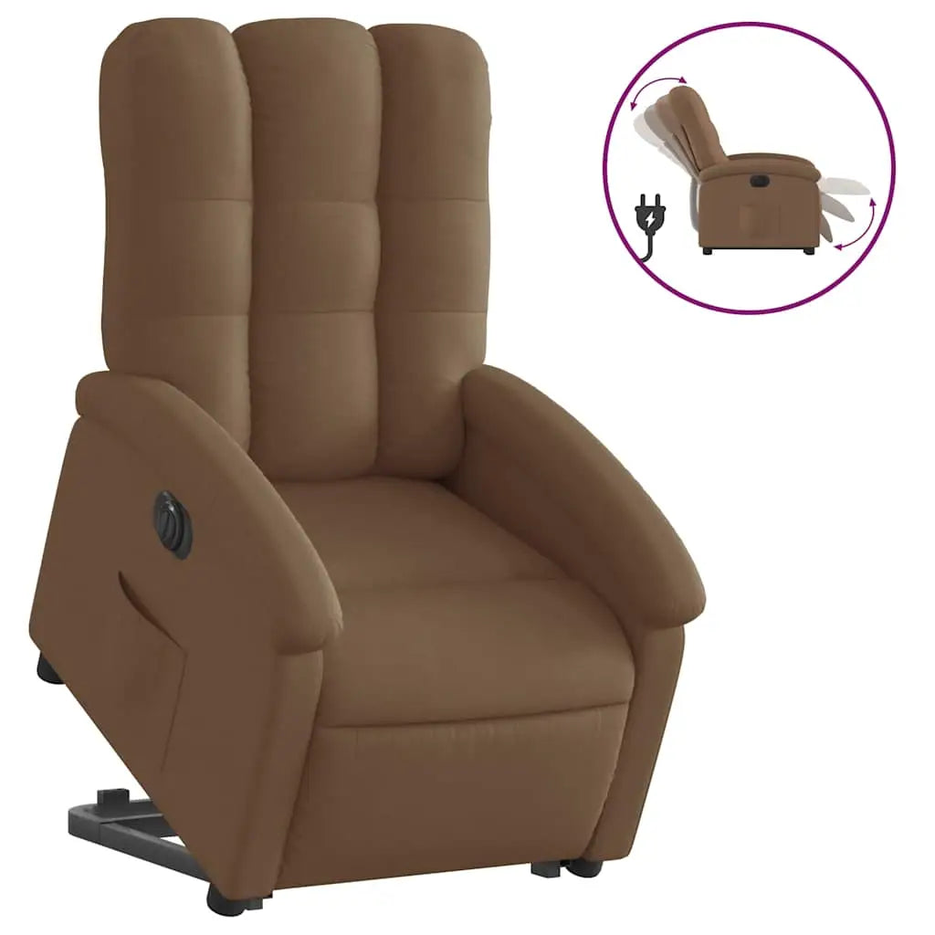 Fauteuil inclinable électrique marron tissu - XIOS