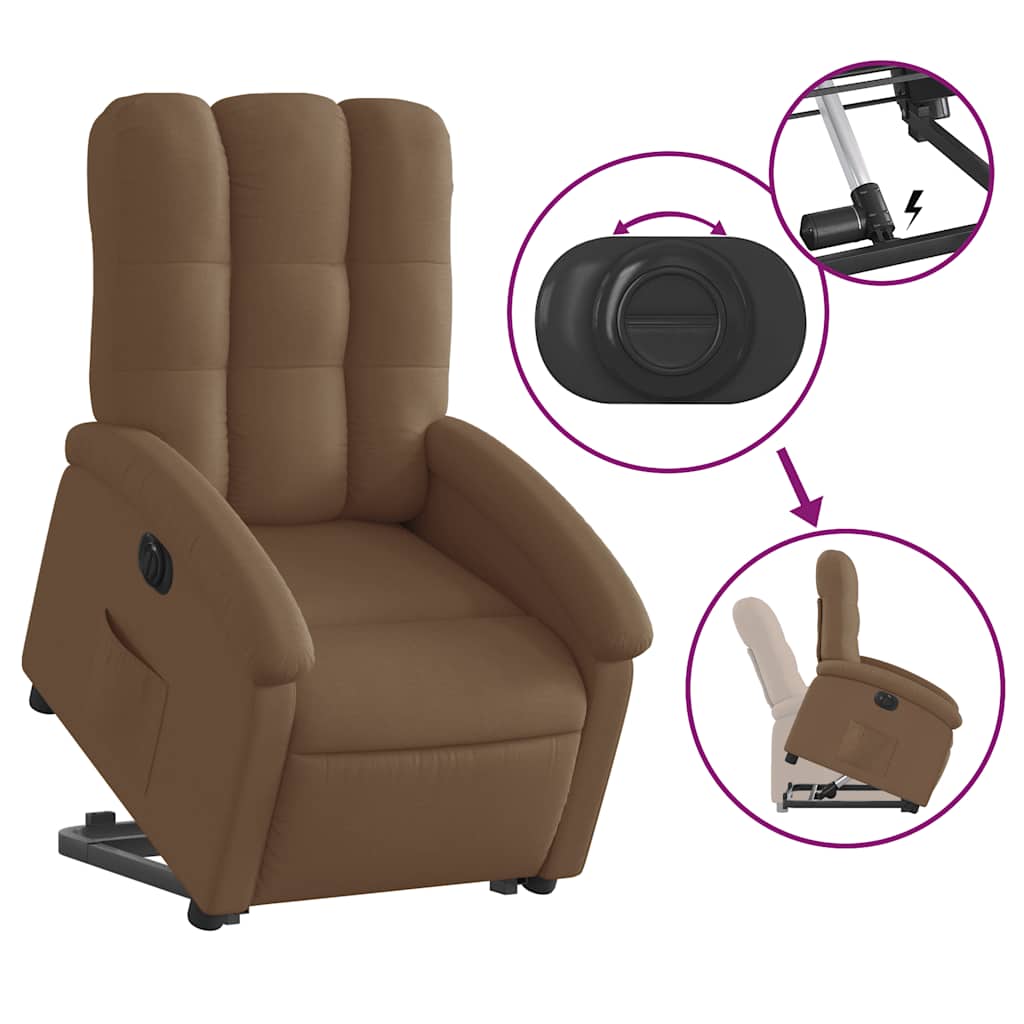 Fauteuil inclinable électrique marron tissu - XIOS