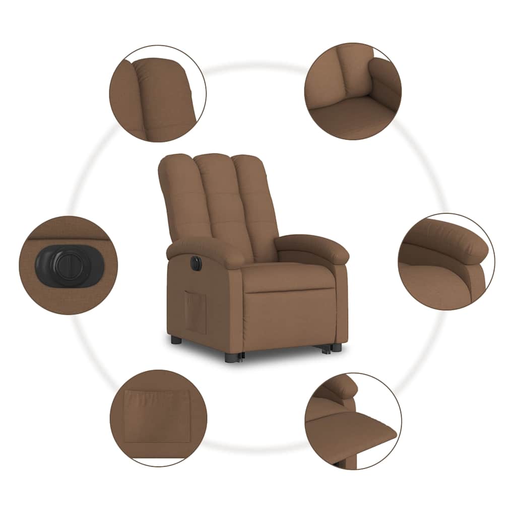Fauteuil inclinable électrique marron tissu - XIOS