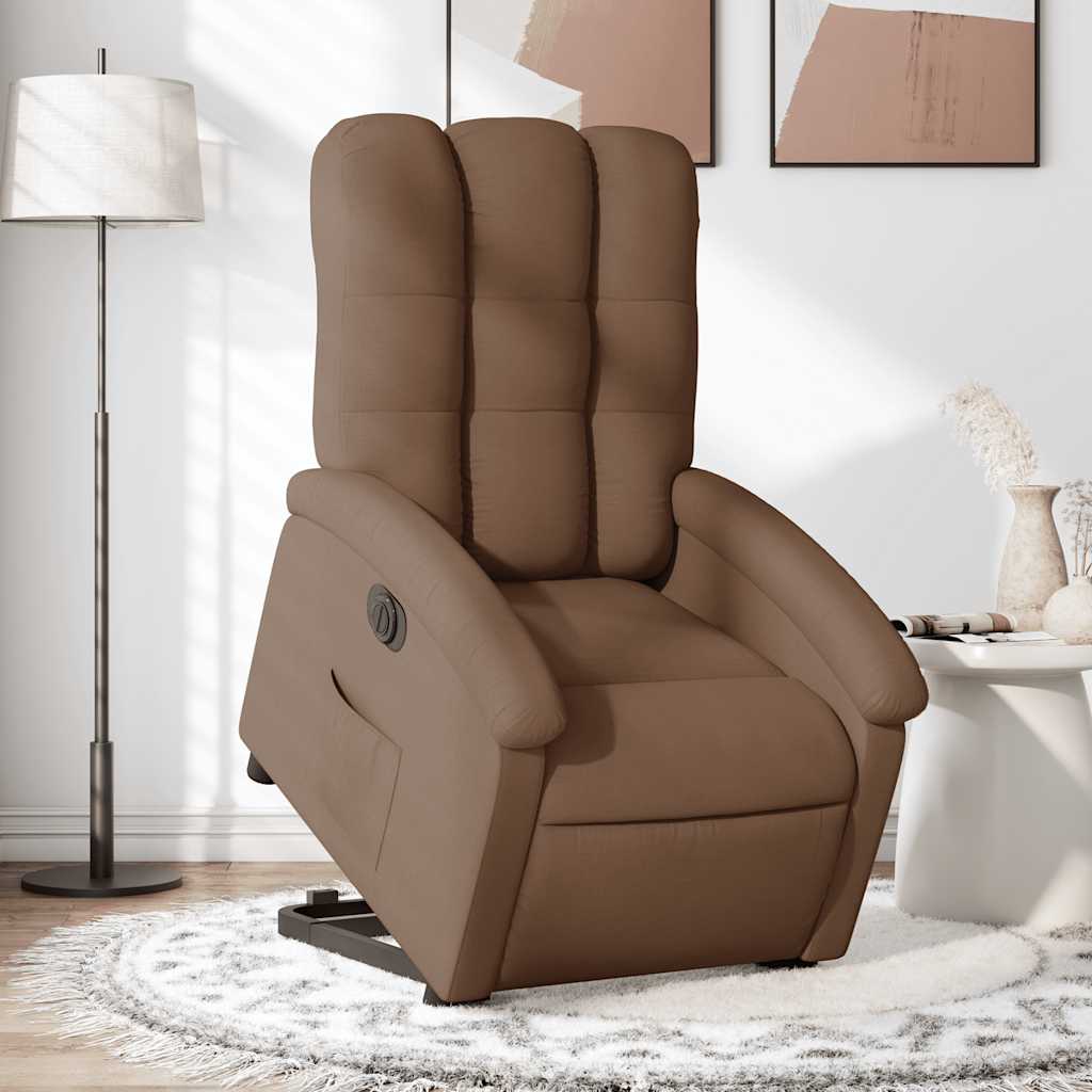 Fauteuil inclinable électrique marron tissu - XIOS