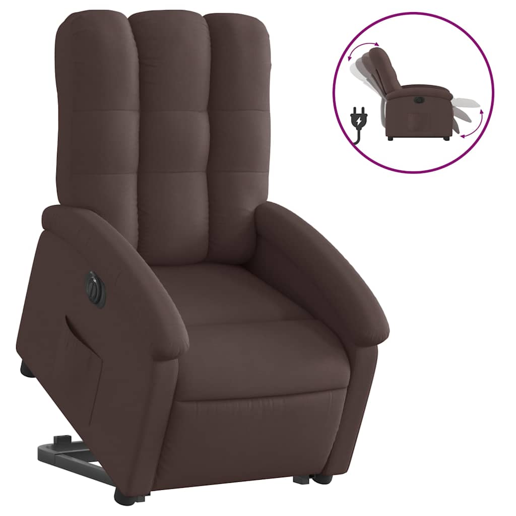 Fauteuil inclinable électrique marron foncé tissu - XIOS
