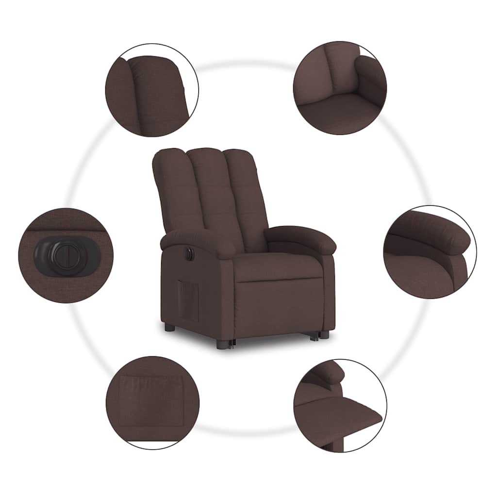 Fauteuil inclinable électrique marron foncé tissu