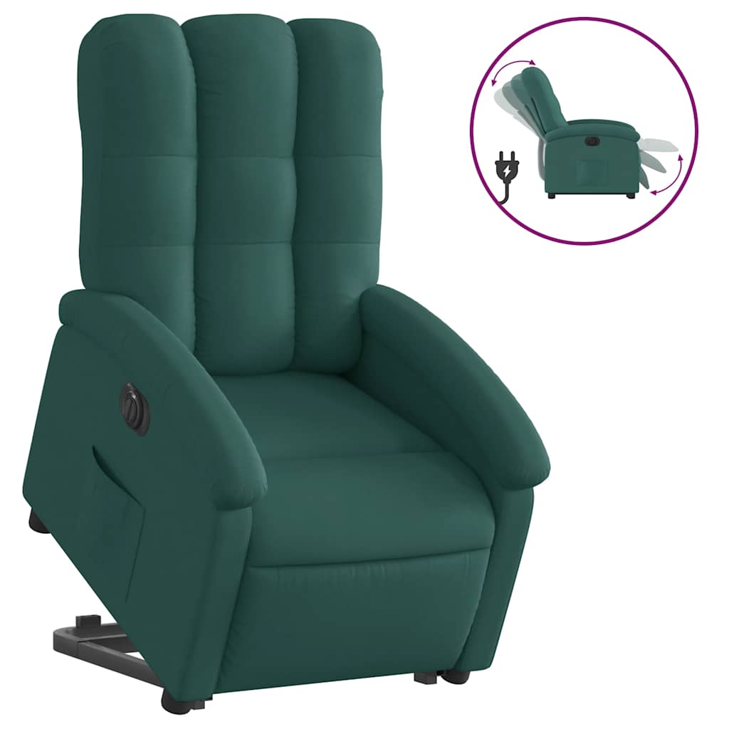 Fauteuil inclinable électrique vert foncé tissu - XIOS