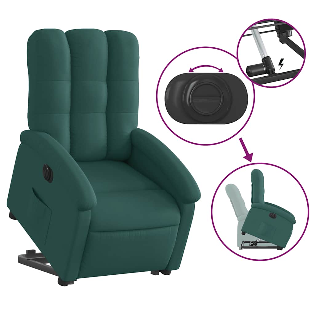 Fauteuil inclinable électrique vert foncé tissu - XIOS