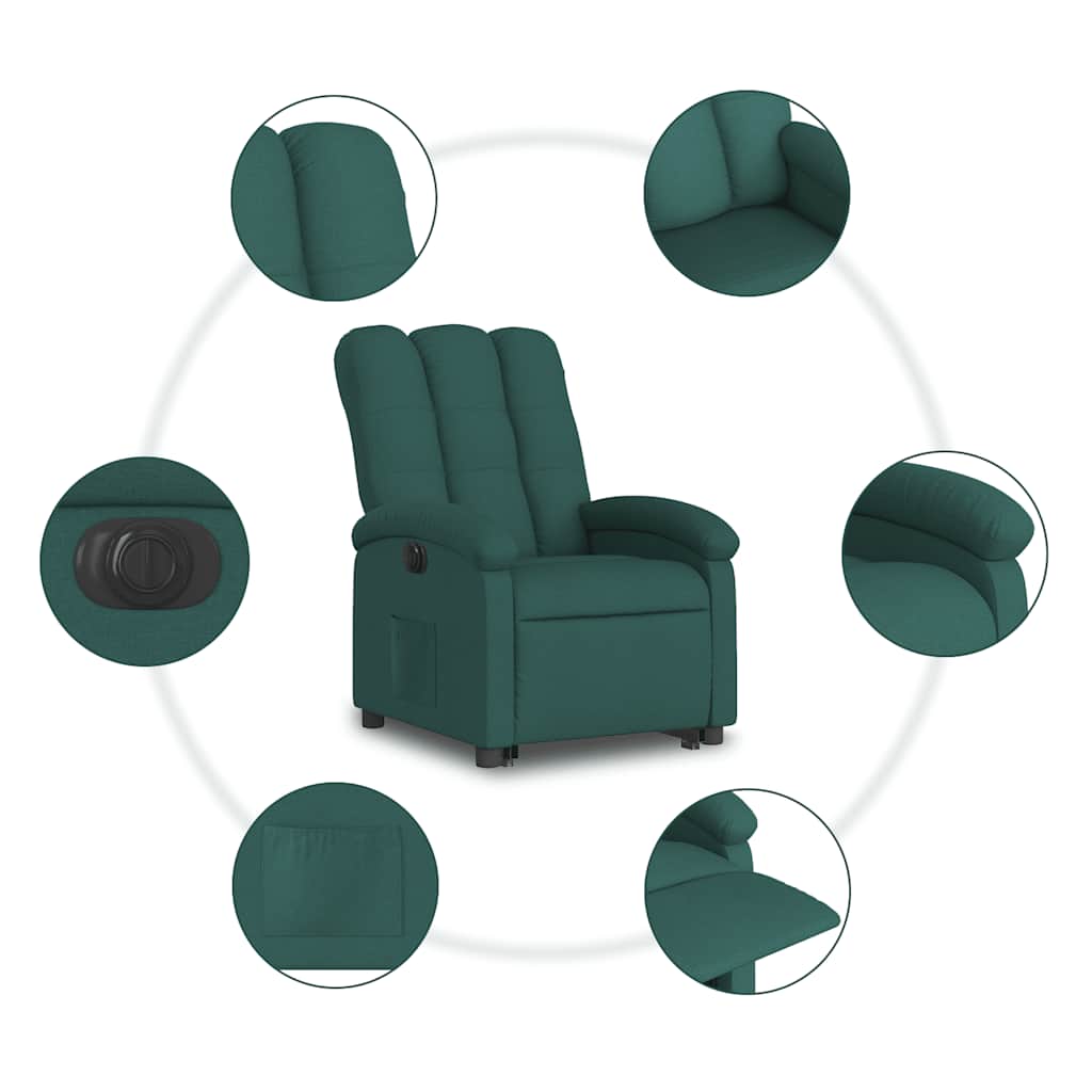 Fauteuil inclinable électrique vert foncé tissu - XIOS