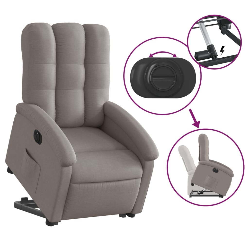 Fauteuil inclinable électrique taupe tissu - XIOS