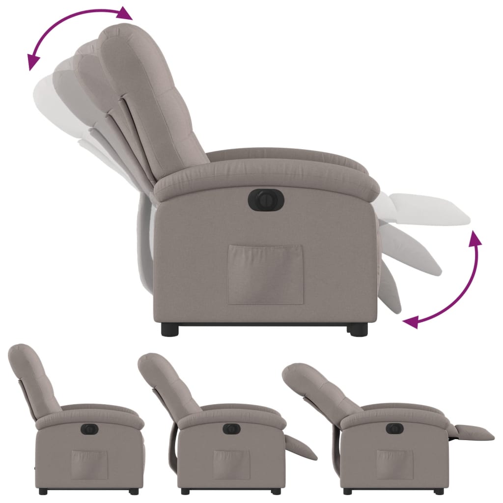 Fauteuil inclinable électrique taupe tissu - XIOS