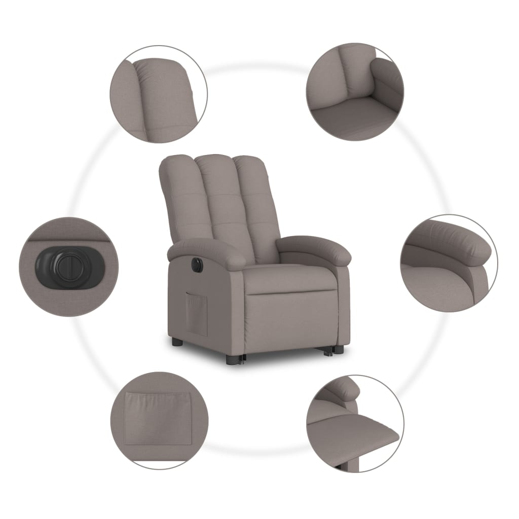 Fauteuil inclinable électrique taupe tissu - XIOS