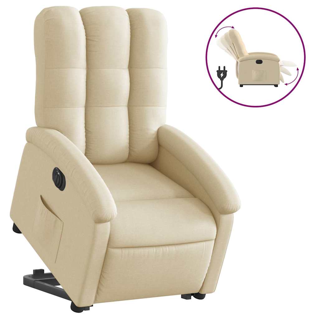 Fauteuil inclinable électrique crème tissu - XIOS
