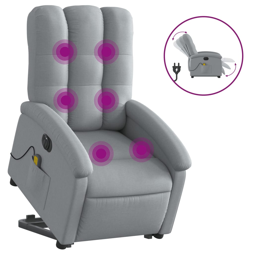 Fauteuil inclinable de massage électrique Gris clair Tissu - XIOS