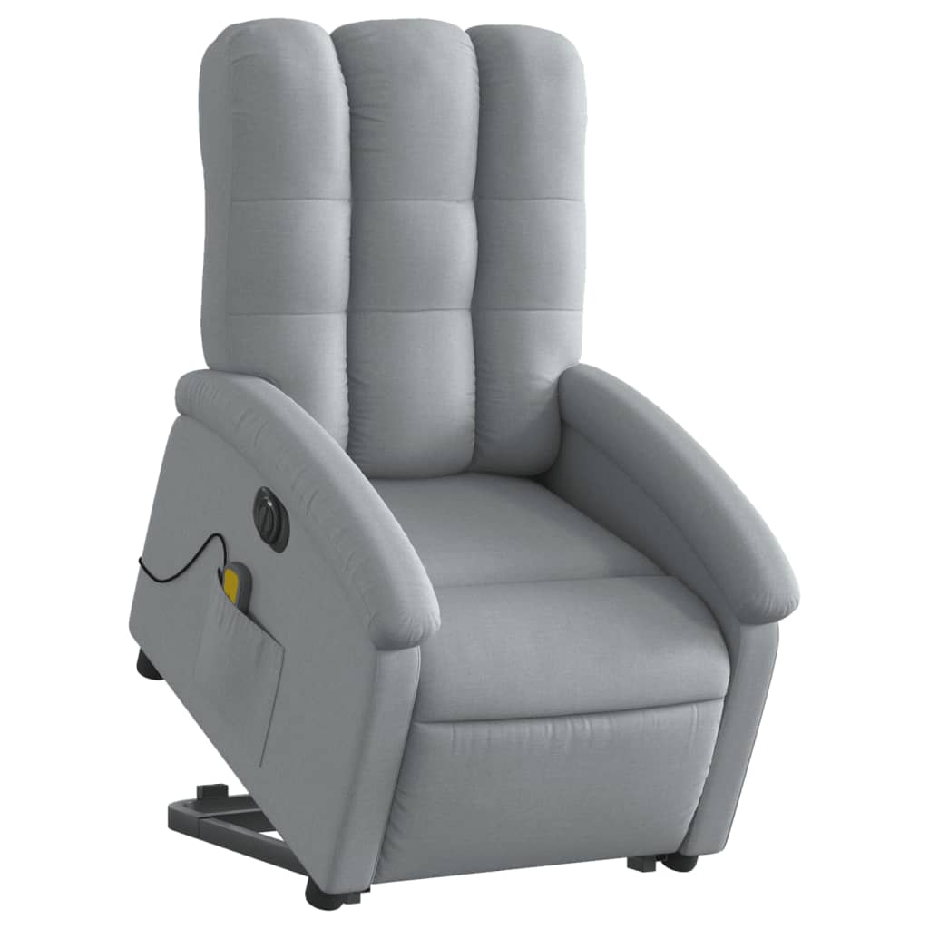Fauteuil inclinable de massage électrique Gris clair Tissu